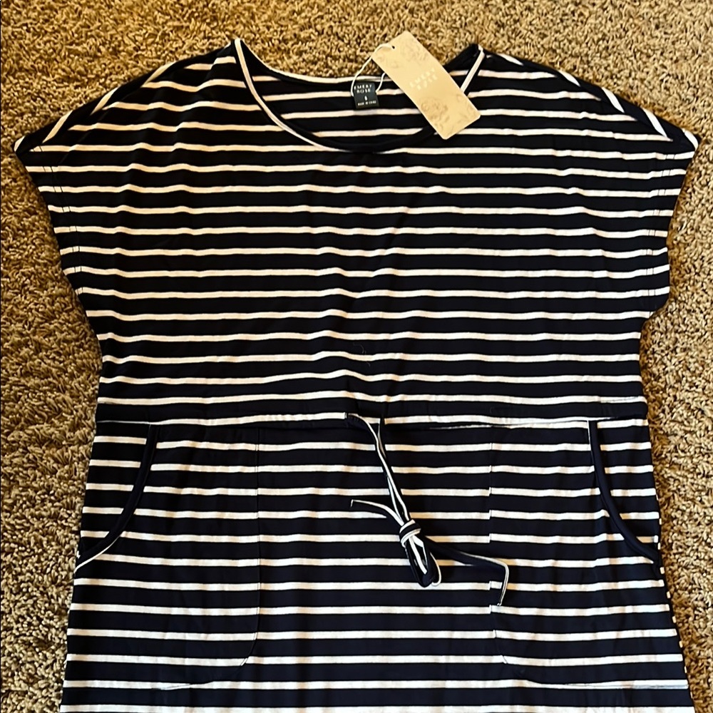 Navy Striped Midi Dress - Picture 2 of 6
